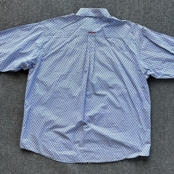 Ariat Shirt Mens 2XL Blue Geometric Western Button Down Long Sleeve Cotton - Picture 12 of 12